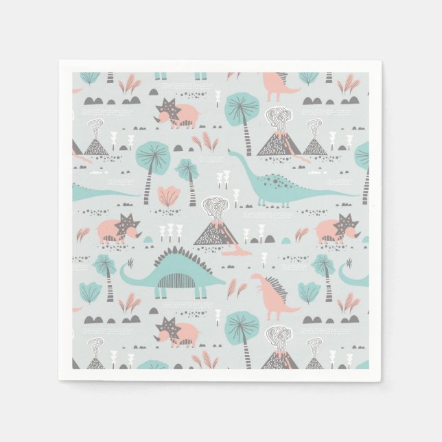 Cute Pastel Dinosaur Pattern Napkins (Front)