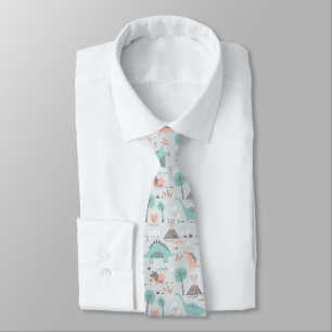 Cute Pastel Dinosaur Pattern Neck Tie