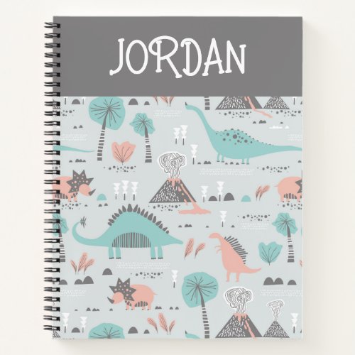 Cute Pastel Dinosaur Pattern Notebook