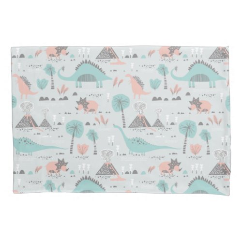 Cute Pastel Dinosaur Pattern Pillow Case