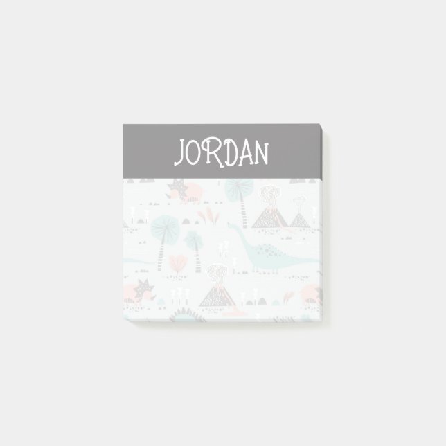Cute Pastel Dinosaur Pattern Post-it Notes (Front)