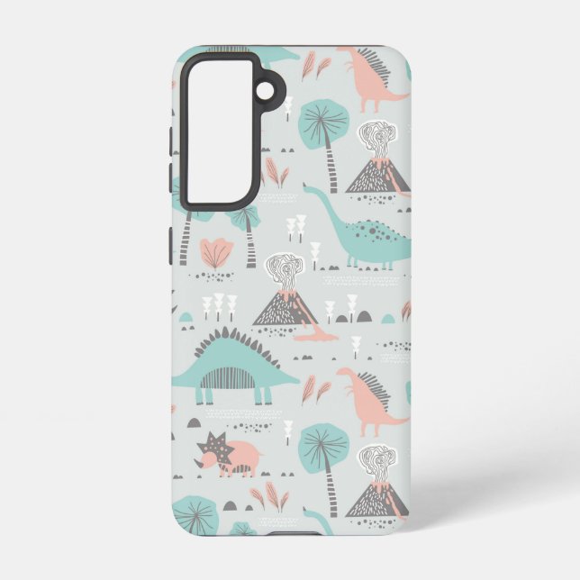 Cute Pastel Dinosaur Pattern Samsung Galaxy Case (Back)