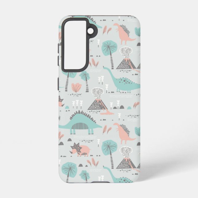 Cute Pastel Dinosaur Pattern Samsung Galaxy Case (Back)