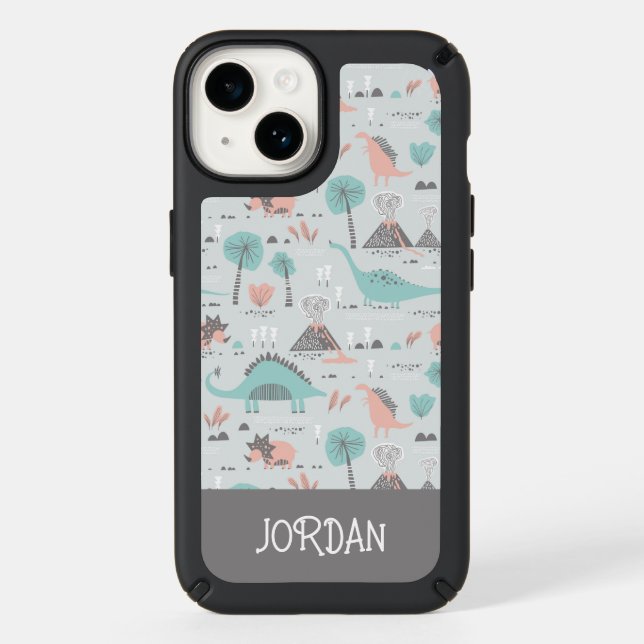 Cute Pastel Dinosaur Pattern Speck iPhone Case (Front)