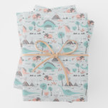 Cute Pastel Dinosaur Pattern Wrapping Paper Sheets