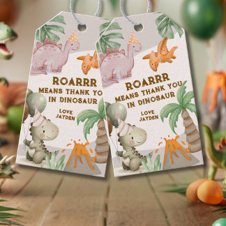 Cute Pastel Dinosaur Thank You  Gift Tags