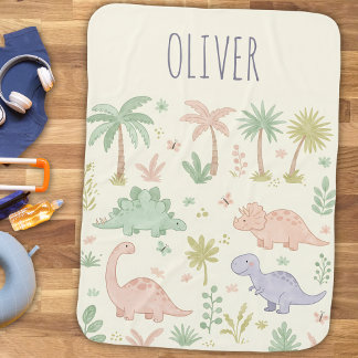 Cute Pastel Dinosaurs Baby Blanket