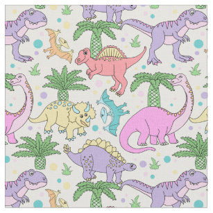 Cute Pastel Dinosaurs Pattern Fabric