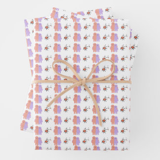 Cute Pastel Doodle Couples Seamless Pattern Wrappi Wrapping Paper Sheets