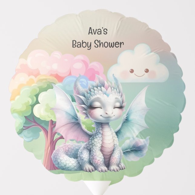 Cute Pastel Dragon Baby Shower Balloon (Front)