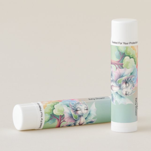 Cute Pastel Dragon Baby Shower Lip Balm (Front)