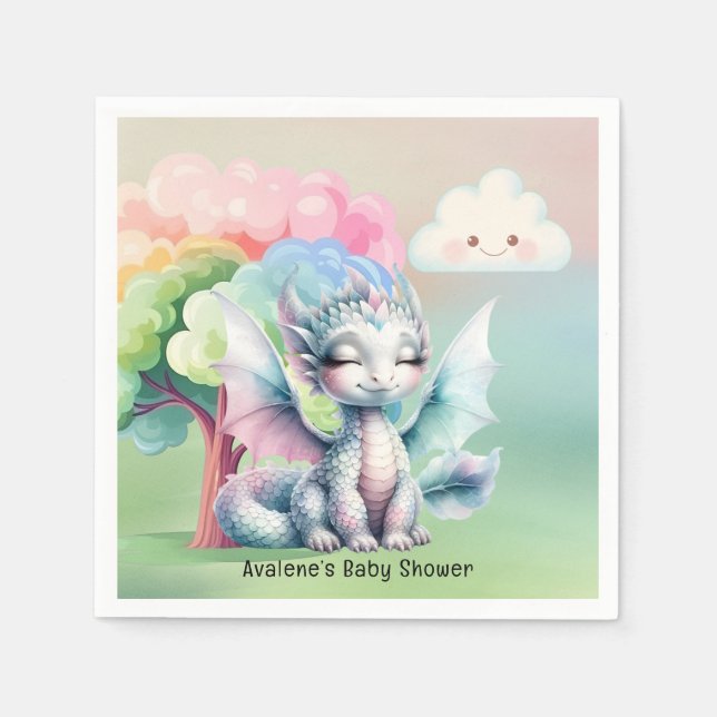 Cute Pastel Dragon Baby Shower Napkins (Front)
