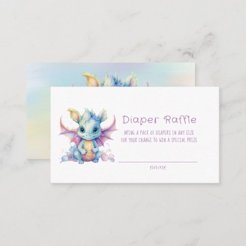 Cute Pastel Dragon Girl Diaper Raffle Business Card