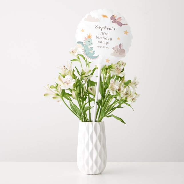 Cute Pastel Dragon Kids Birthday Party  Balloon (Vase)
