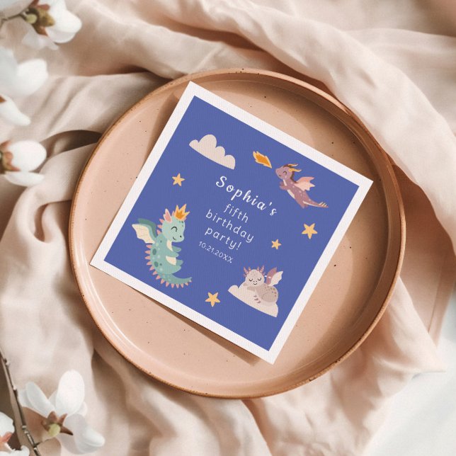 Cute Pastel Dragon Kids Birthday Party  Napkins (Creator Uploaded)