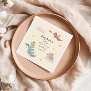 Cute Pastel Dragon Kids Birthday Party  Napkins