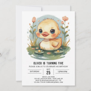 Cute Pastel Duck Birthday Invitation