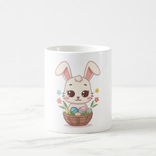 Cute Pastel Easter Bunny Basket Illustration Coffee Mug