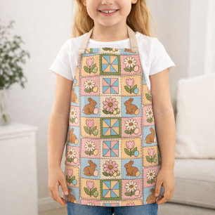 Cute Pastel Easter Bunny Flower Patchwork Apron