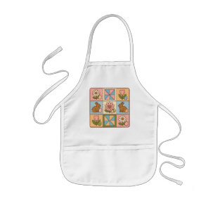 Cute Pastel Easter Bunny Flower Patchwork  Kids' Apron