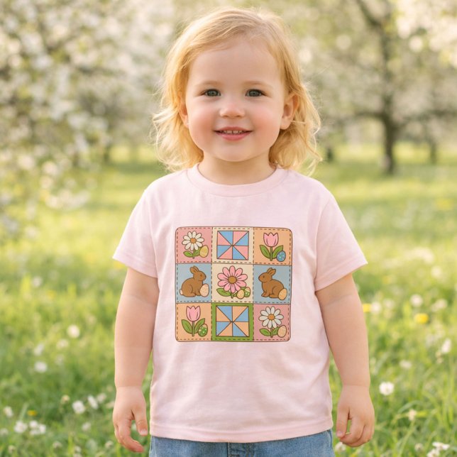 Cute Pastel Easter Bunny Flower Patchwork  Toddler T-shirt (Creator Uploaded)