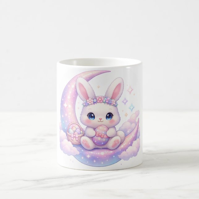 Cute Pastel Easter Bunny Mug – Moon Aesthetic (Center)