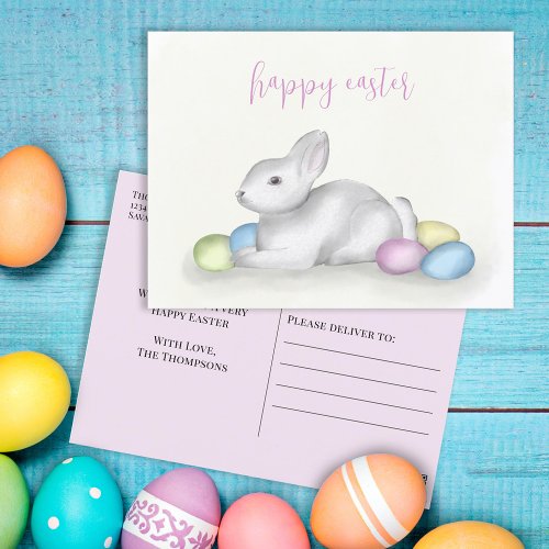 Cute Pastel Easter Bunny Simple Classic Colorful Holiday Postcard