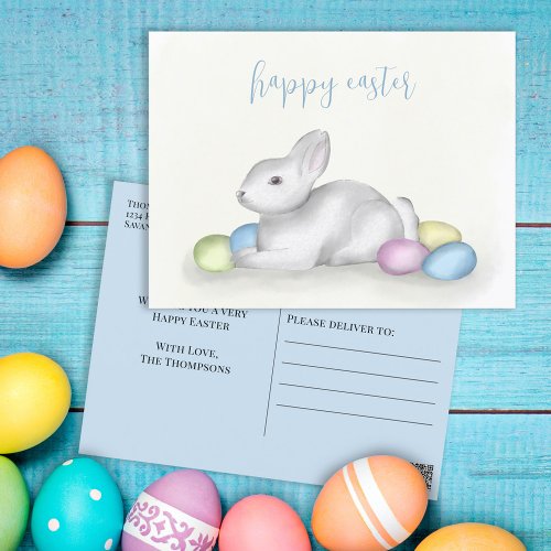 Cute Pastel Easter Bunny Simple Classic Colorful Holiday Postcard