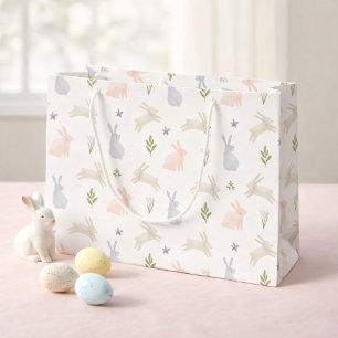 Cute Pastel Easter Bunny Spring Large Gift Bag