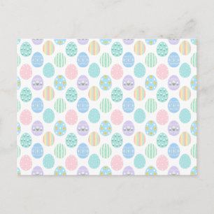 Cute Pastel Easter Eggs Pattern Invitation Postcard