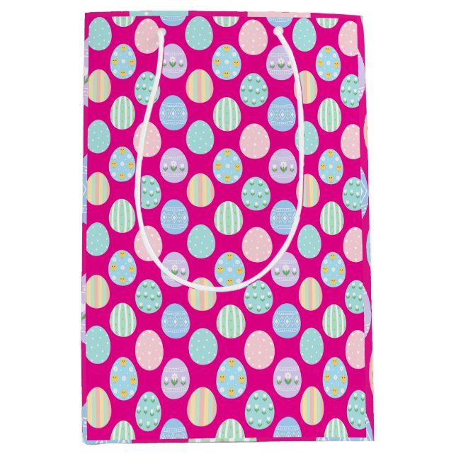 Cute Pastel Easter Eggs Pattern  Medium Gift Bag (Front)