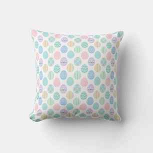 Cute Pastel Easter Eggs Pattern Throw Pillow