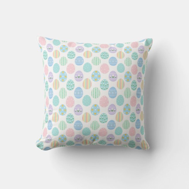 Cute Pastel Easter Eggs Pattern  Throw Pillow (Front)