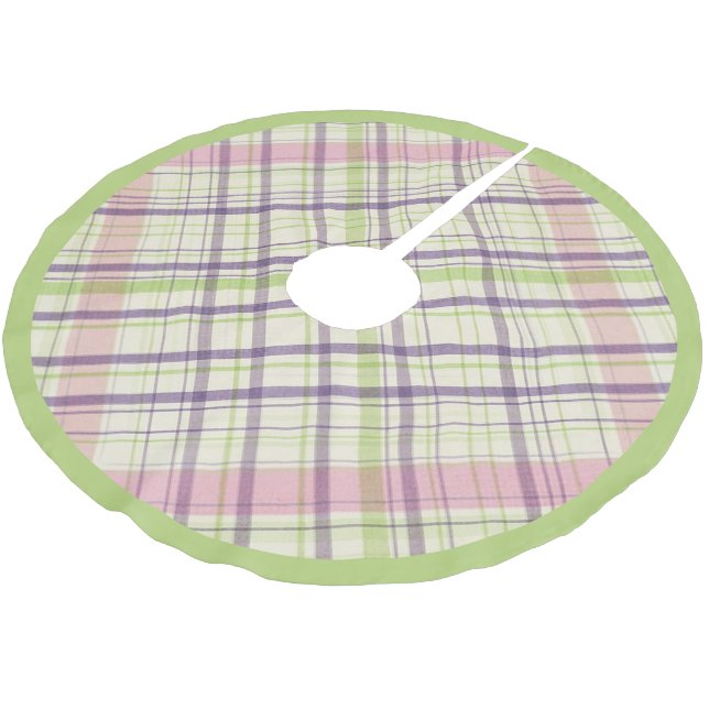 Cute Pastel Elegant Retro Tartan Plaid Pattern Brushed Polyester Tree Skirt (Angled)
