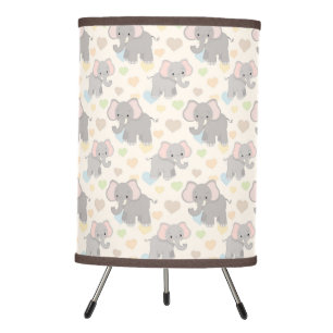 Cute Pastel Elephant Modern Kids Pattern Tripod Lamp
