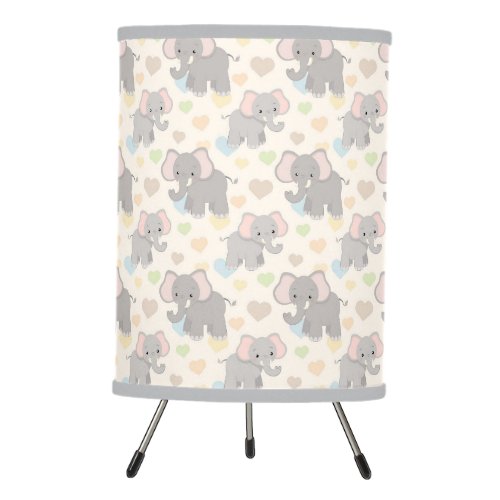 Cute Pastel Elephant Modern Kids Pattern Tripod Lamp