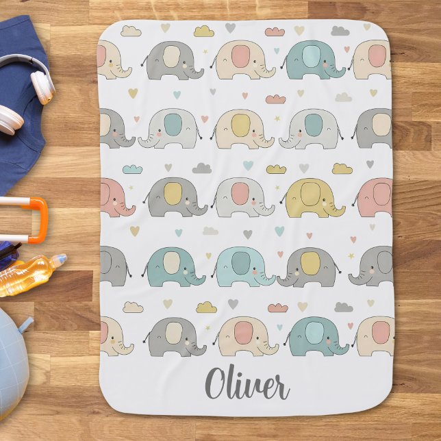 Cute Pastel Elephant Pattern Baby Blanket (Creator Uploaded)