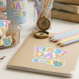 Cute Pastel First Day of School Vinyl Sticker Back