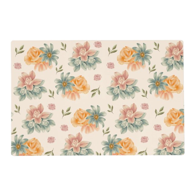 Cute Pastel Floral Pattern Placemat (Front)