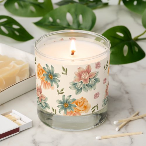 Cute Pastel Floral Pattern Scented Candle