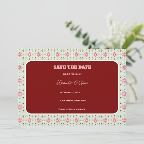 Cute Pastel Floral Seamless Pattern sweet pink Save The Date