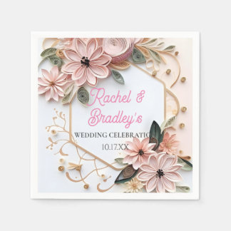 Cute Pastel Floral Wedding Frame Paper Quilling Napkins