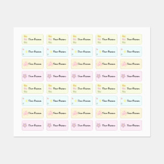 Cute Pastel Flower Cloud School Name Clothing Labels
