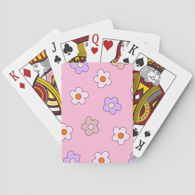Cute Pastel Flower Pattern Poker Cards (Back)