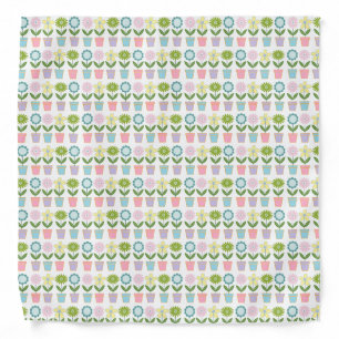 Cute Pastel Flower Pots Pattern Bandana