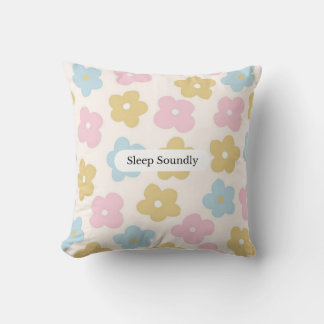 Cute Pastel Flower Sleep Soundly Floral Pattern Throw Pillow