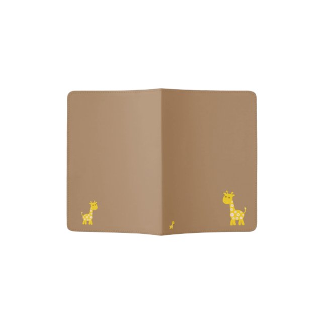 Cute pastel flowers Giraffe pattern Retro  Passport Holder (Opened)