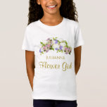 Cute Pastel Flowers Wedding Flower Girl T-Shirt<br><div class="desc">This cute t-shirt is designed as a gift or favor for your wedding flower girl. The design features a cluster of pastel spring flowers including pink roses and white calla lilies with gold script reading "Flower Girl" and a place for her name. Perfect way to thank her for being a...</div>