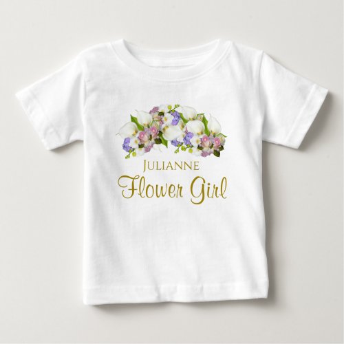 Cute Pastel Flowers Wedding Flower Girl Toddler Baby T_Shirt