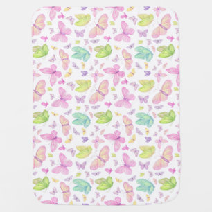 Cute Pastel Flying Butterflies Baby Blanket
